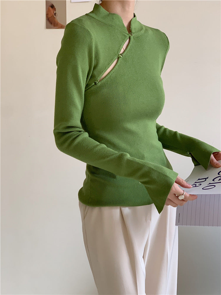 Plain Cutout Skinny Sweater