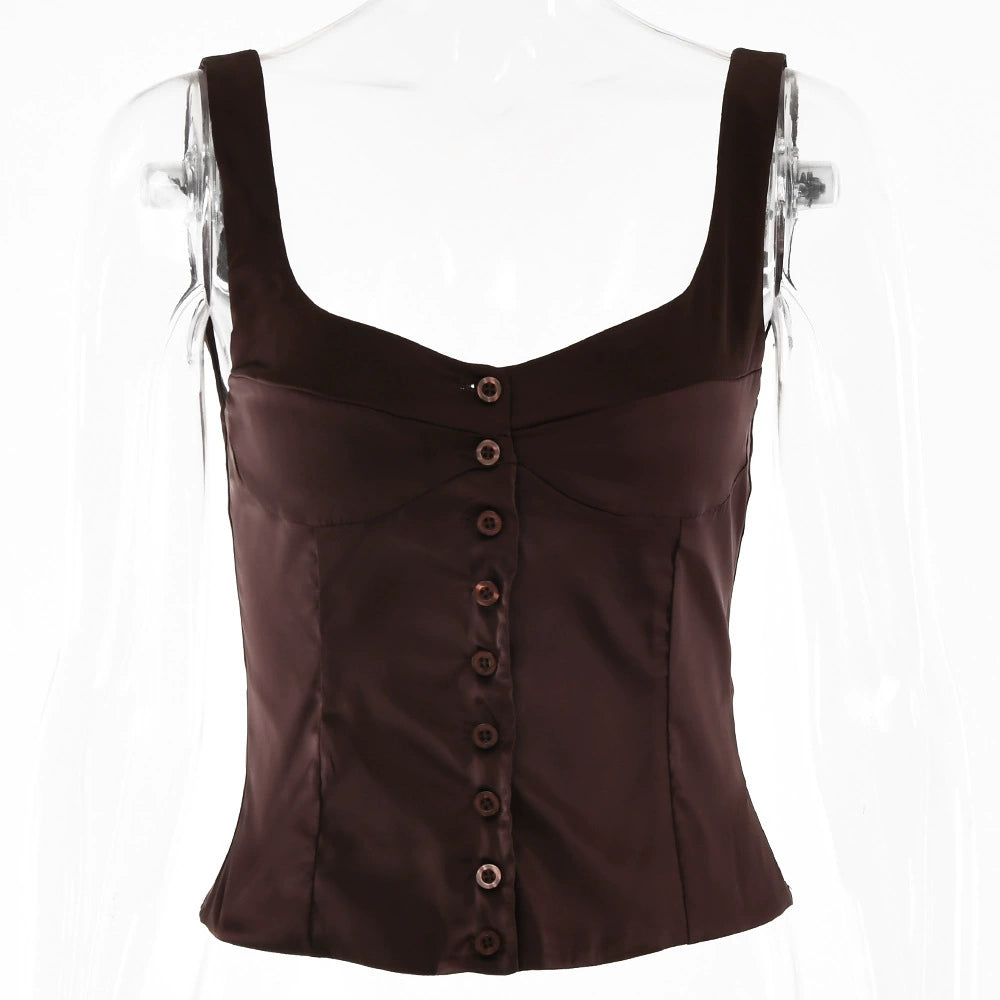 Casual Button-Front Strappy Top