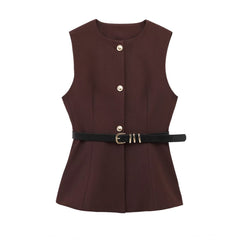 Suede Vest with Belt