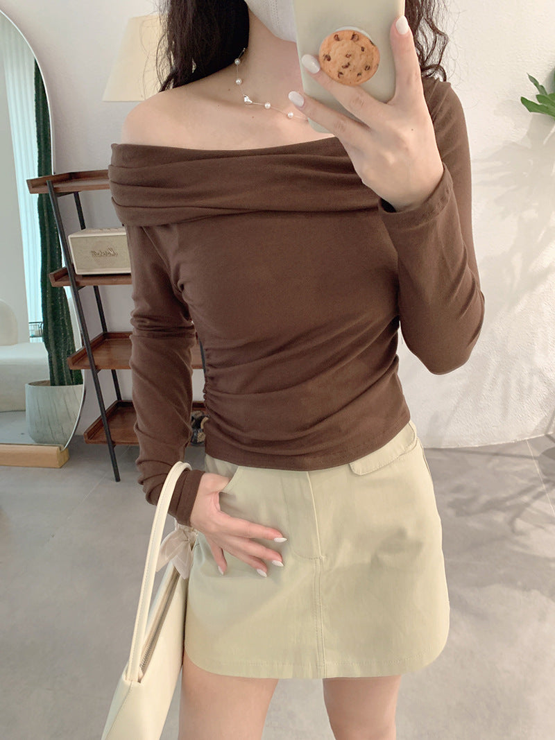 Off-Shoulder Long Sleeve T-Shirt