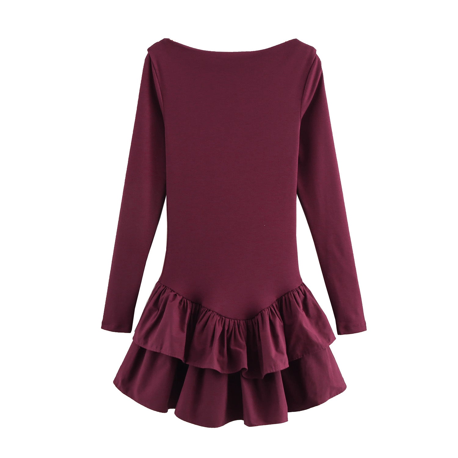 Wool Blend Knit Ruffled Flared Sleeve Mini Dress