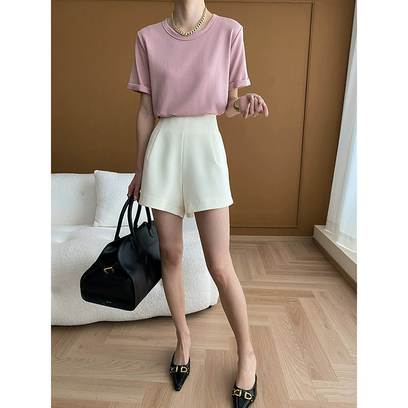 wide-leg suit shorts