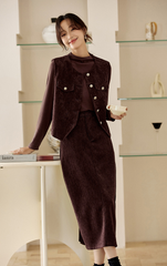 Retro Three-Piece Set â€?Vest, Blouse & Skirt Commuter Style