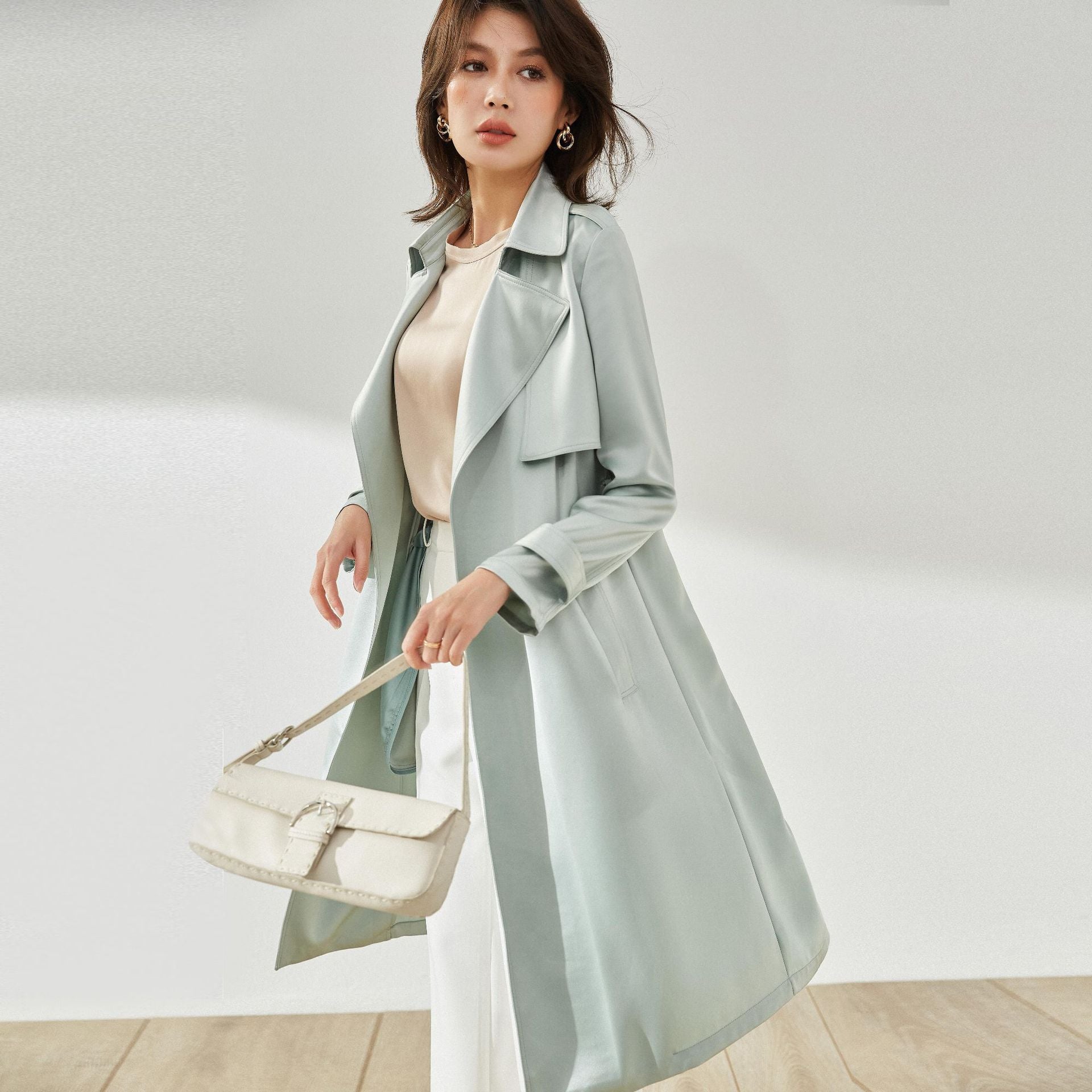 Triacetate Lapel Trench Coat