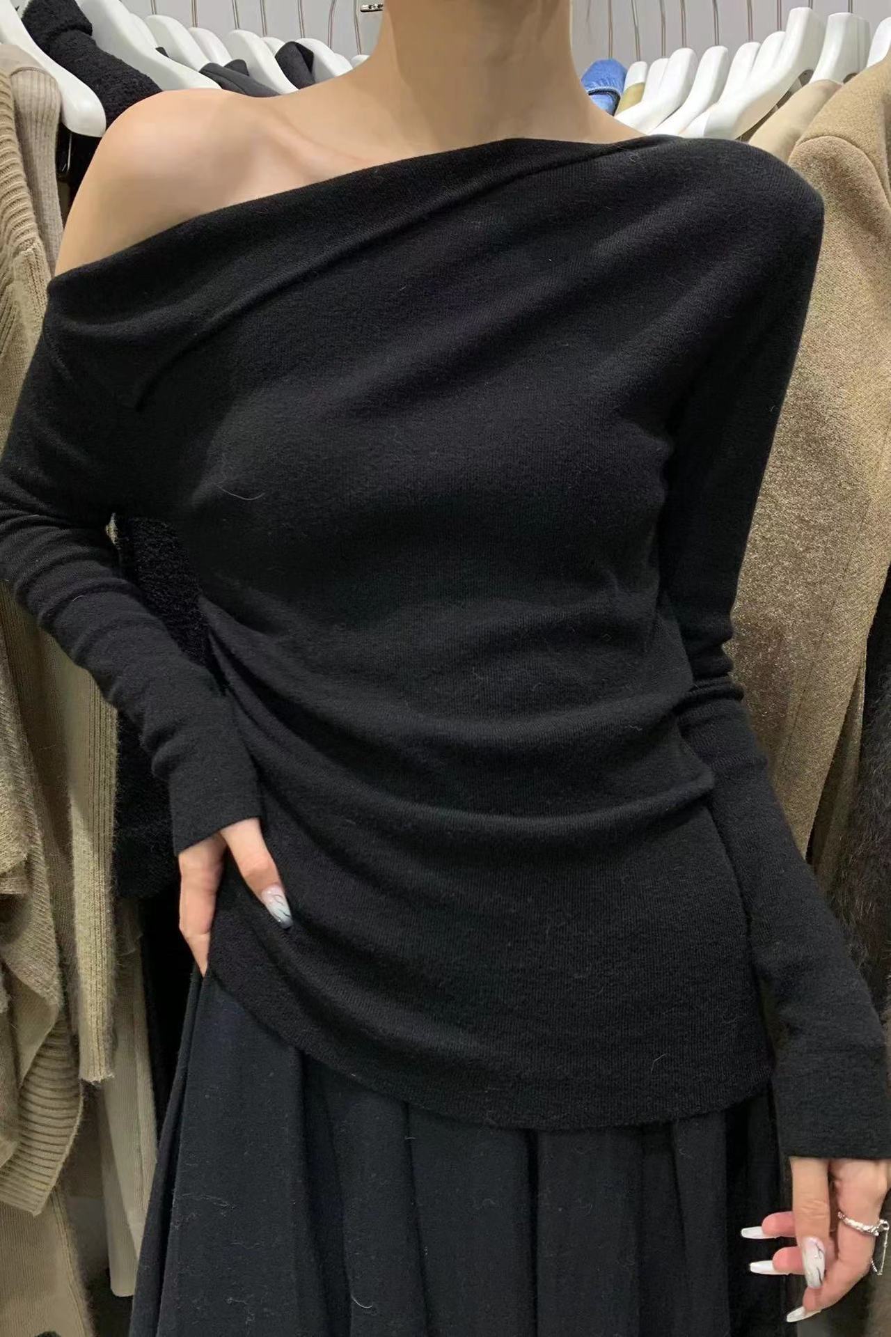 One Shoulder Ribbed Knit Top