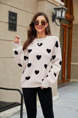 Love heart pattern pullover sweater