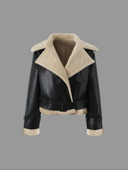 Zipper Belted Soft Fleece Jacket