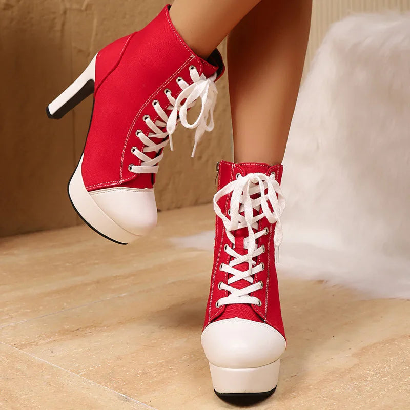 Platform High Heels Ankle Boots