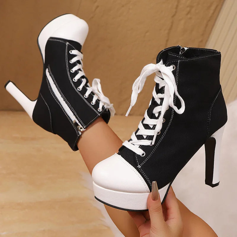 Platform High Heels Ankle Boots