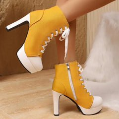 Platform High Heels Ankle Boots