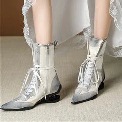 Pointed Toe Cross-tied Designer Women Boots