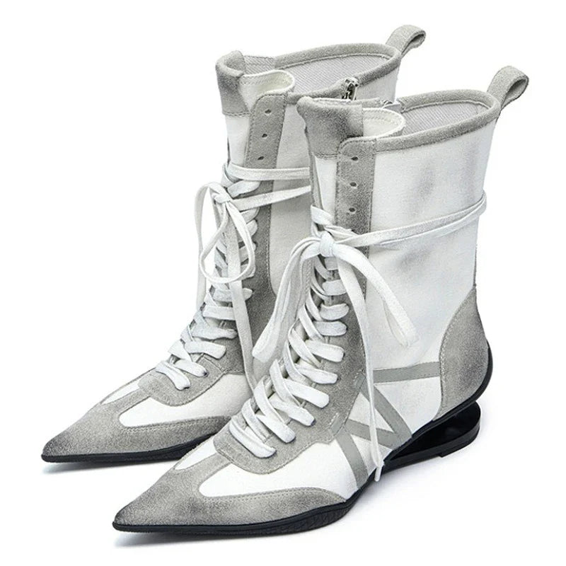 Pointed Toe Cross-tied Designer Women Boots