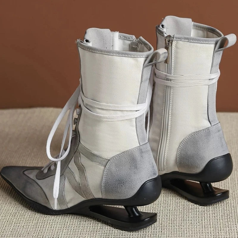 Pointed Toe Cross-tied Designer Women Boots