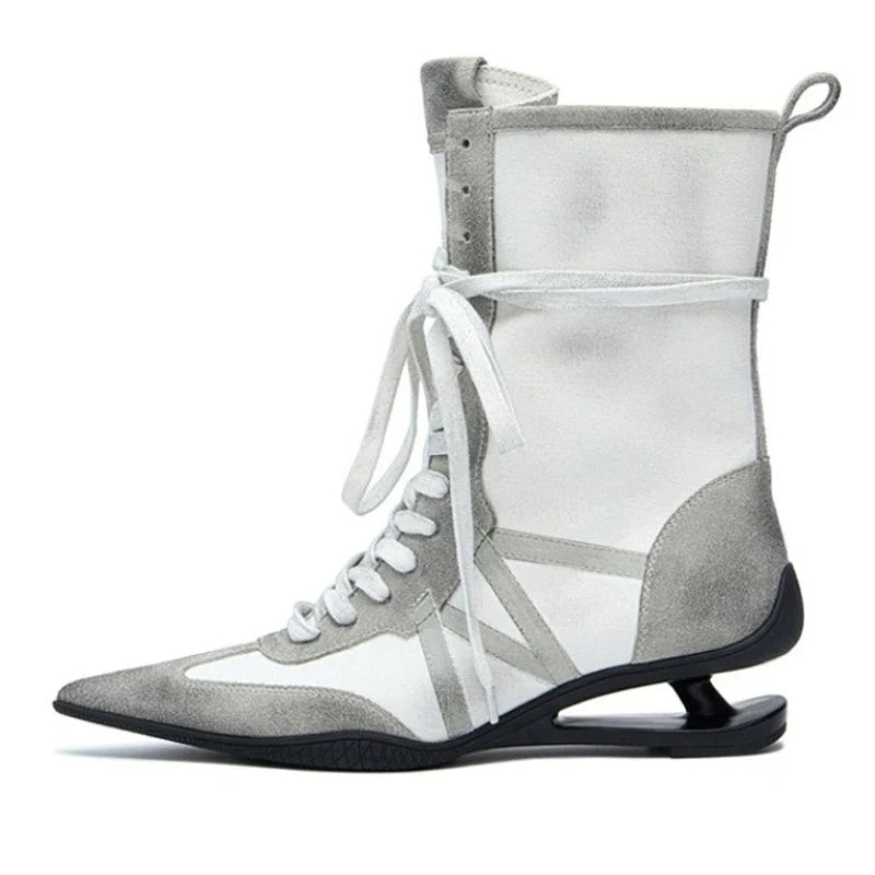 Pointed Toe Cross-tied Designer Women Boots