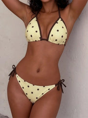 Polka Dot Halter Bikini Two-pieces Bikini Set Strappy