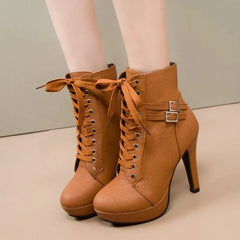 Popular EuropeanAmerican Strapping Women Boot Ankle Boot High Heel Women Shoe Waterproof Belt Buckle Platform Women Boot