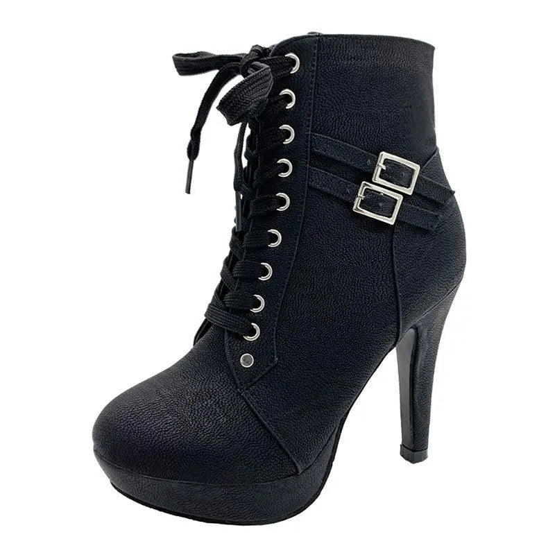 Popular EuropeanAmerican Strapping Women Boot Ankle Boot High Heel Women Shoe Waterproof Belt Buckle Platform Women Boot