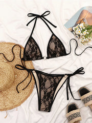 Printed Halter Bikini Strappy Two-pieces Bikini Set