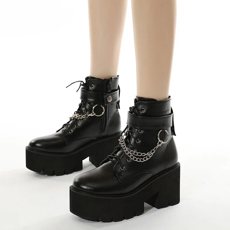 Punk Style Chunky Heel Platform Boots