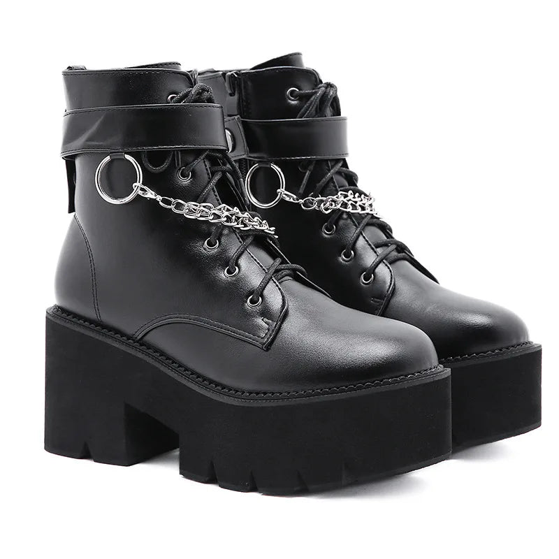 Punk Style Chunky Heel Platform Boots