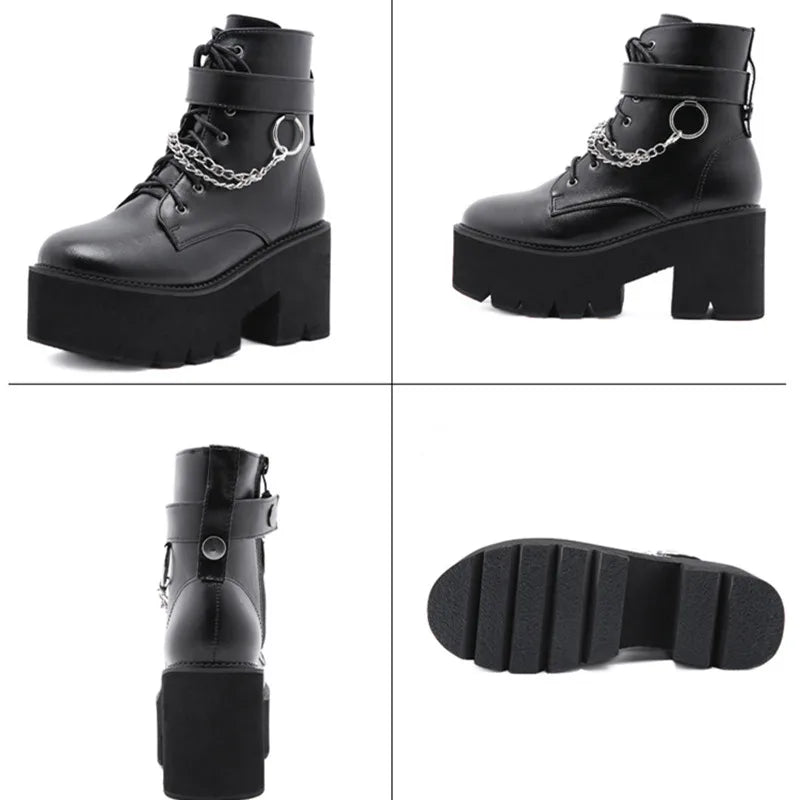 Punk Style Chunky Heel Platform Boots