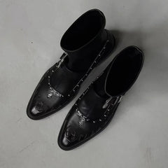 Punk-Style Rivet Ankle Boots