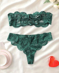 Women's Floral Lace Lingerie Breathable Comfort Underwear Set