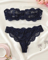 Women's Floral Lace Lingerie Breathable Comfort Underwear Set