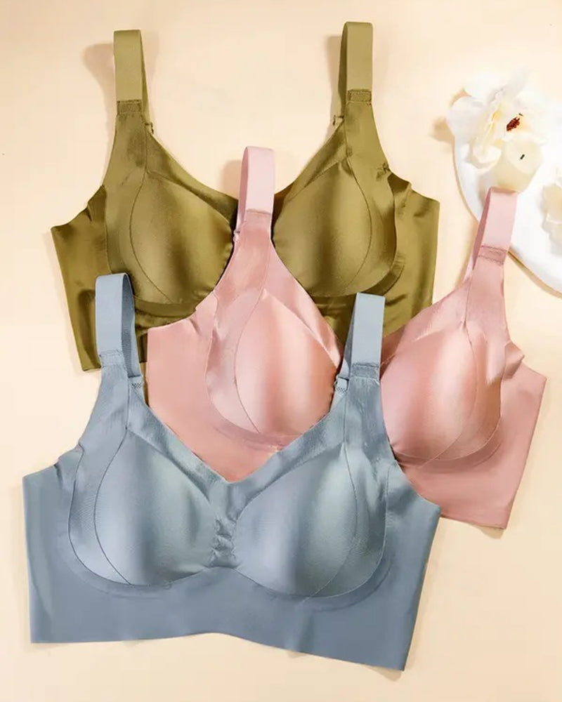 Women's Solid Color Adjustable Wire-Free Seamless Push-Up Breathable Bra