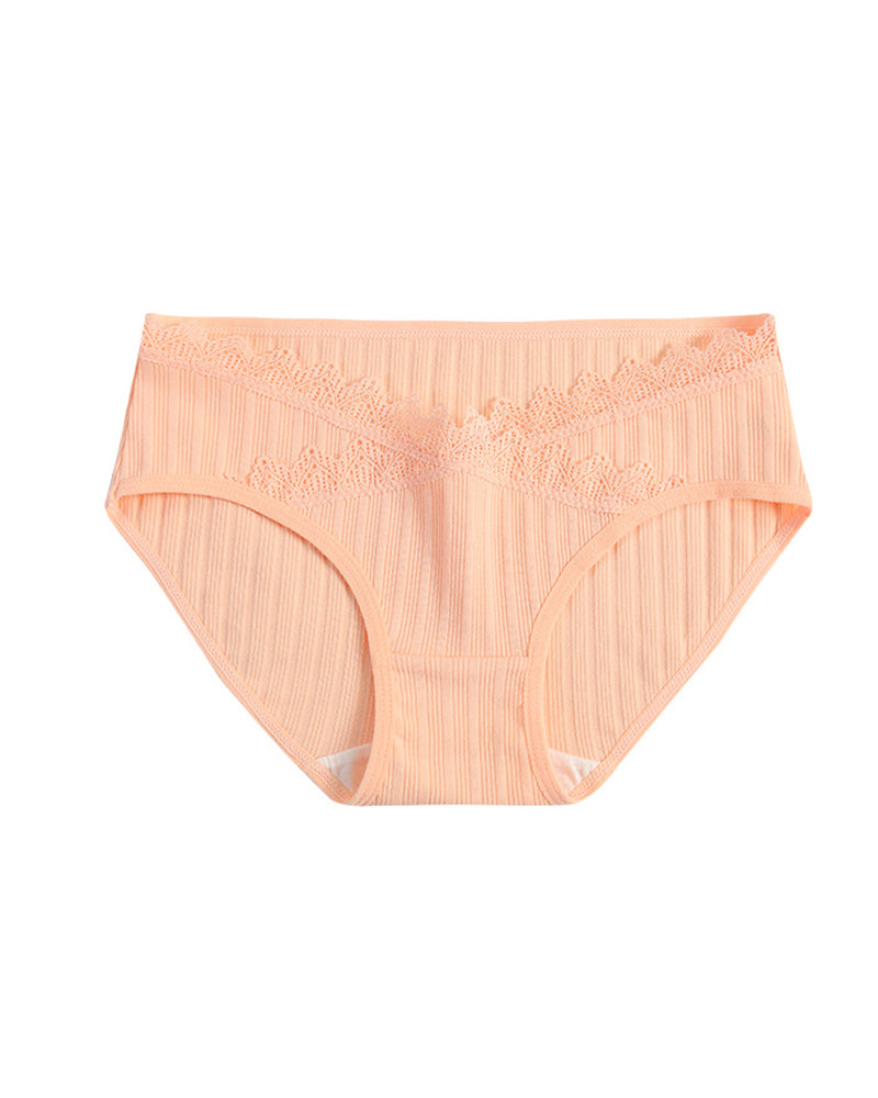 Lace-trimmed Pure Cotton Breathable Comfort Stretch Briefs