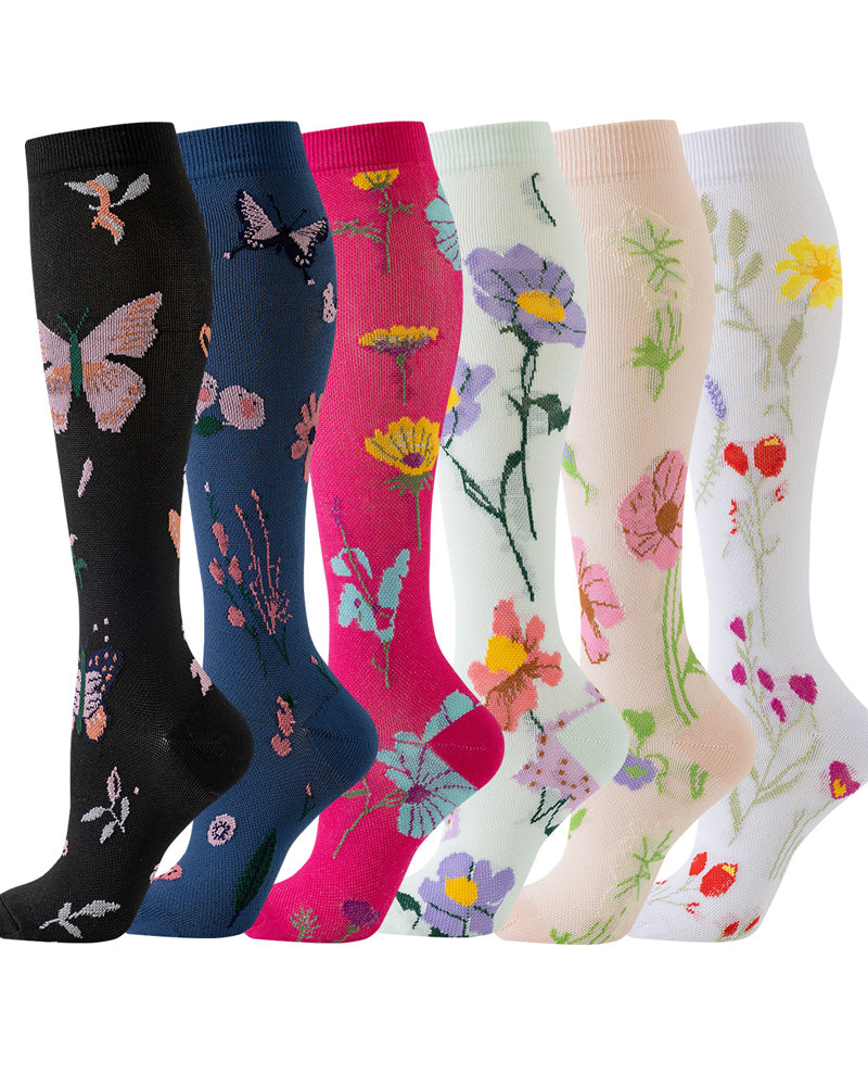 6 Pairs Of High-Elastic Breathable Calf Compression Socks For Sports and Fitness