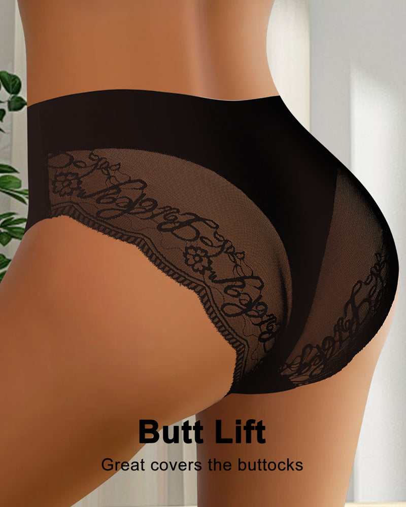 Patchwork Lace Seamless Elastic Panties
