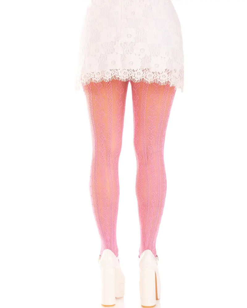 see-through mini bow-decorated openwork pantyhose