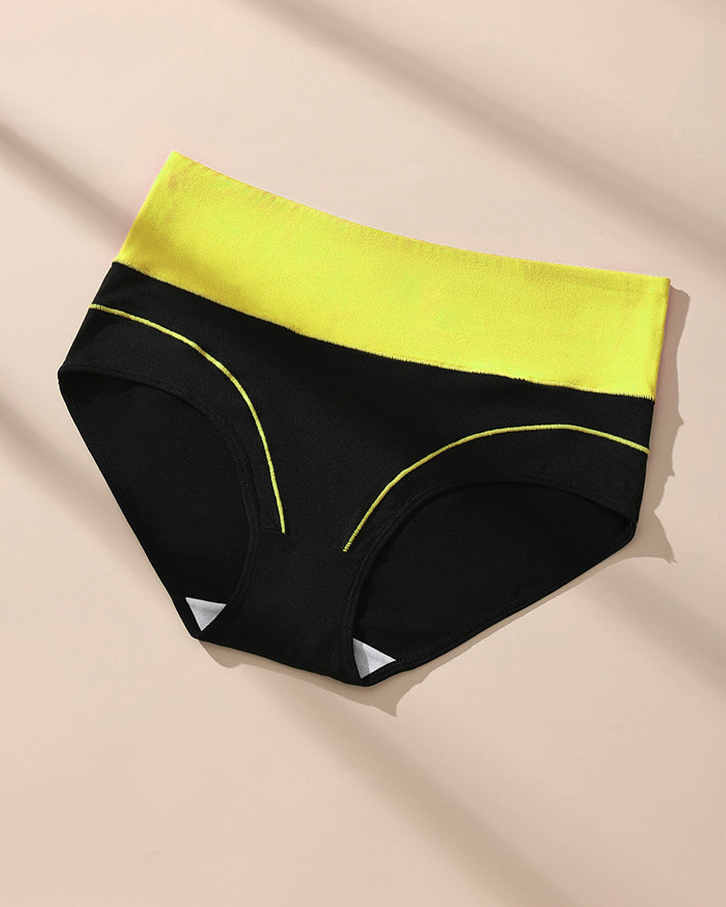 Women's  High Waist Colorblock Seamless Cotton Briefs