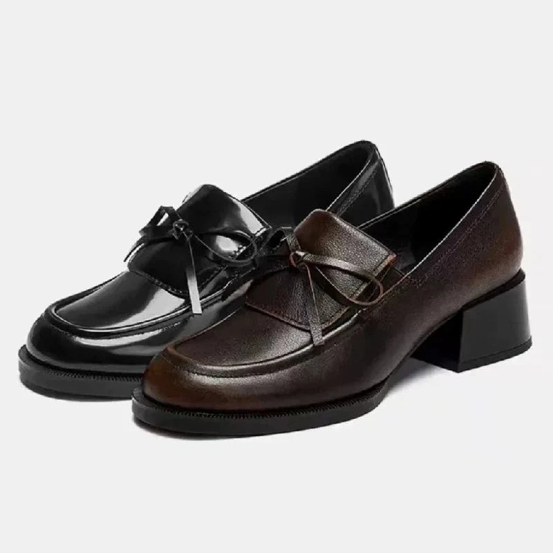 Retro Brown Bow Decorate High-Heel Pumps