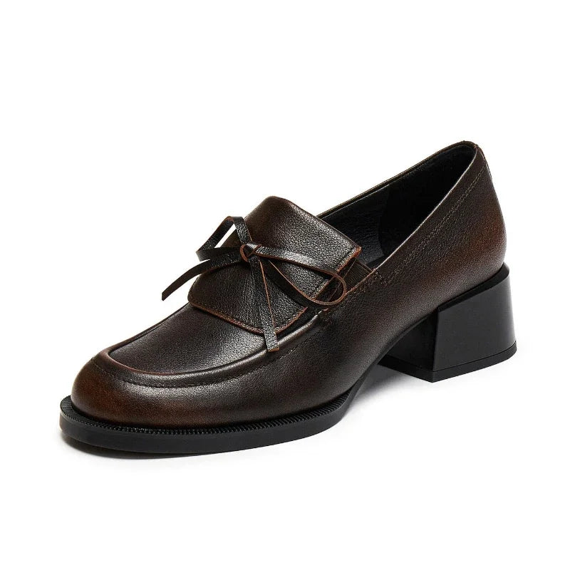 Retro Brown Bow Decorate High-Heel Pumps