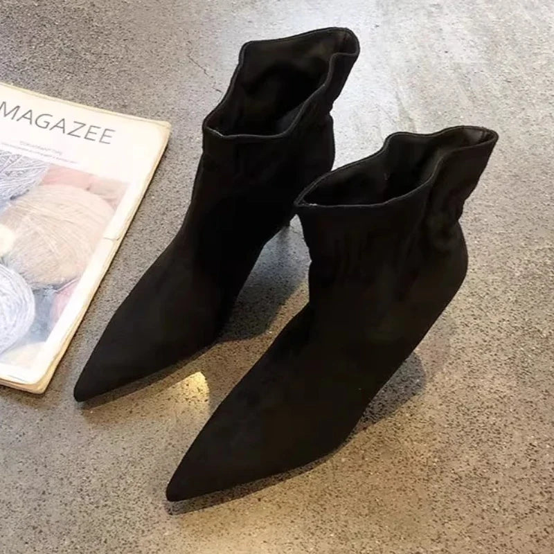 Retro Brown Faux Suede Boots