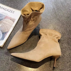 Retro Brown Faux Suede Boots