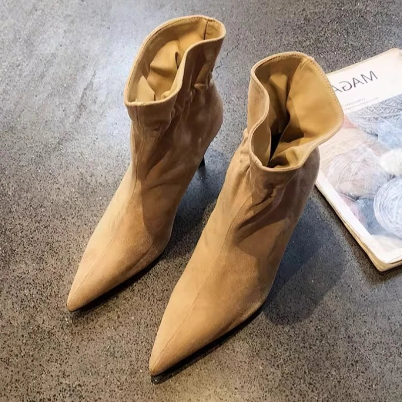 Retro Brown Faux Suede Boots