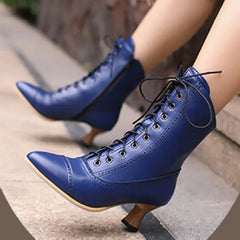 Retro Cross Lace Ankle Boots