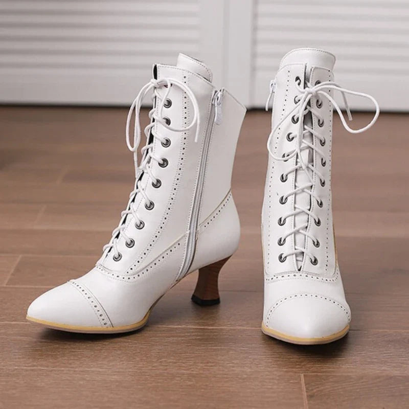 Retro Cross Lace Ankle Boots