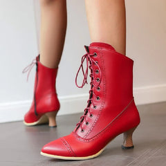 Retro Cross Lace Ankle Boots