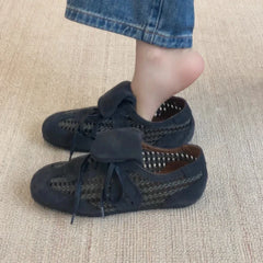 Retro Hollow Weave Derby Shoes