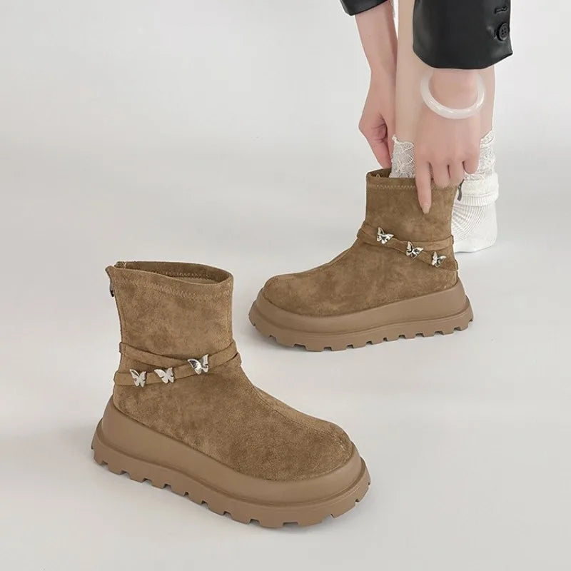 Retro Style Thick Soled Women's Boots