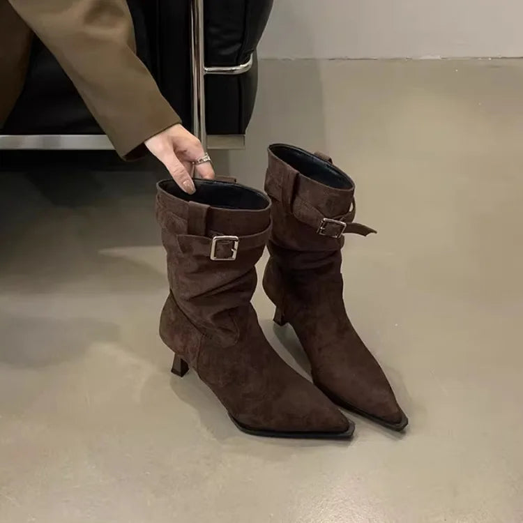 Retro Suede Pleated Pile Up Boots
