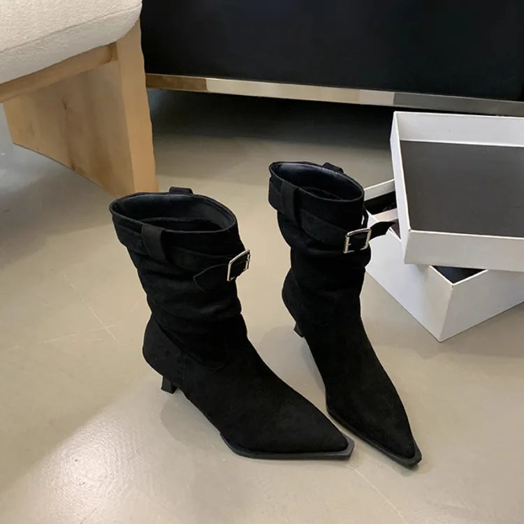 Retro Suede Pleated Pile Up Boots