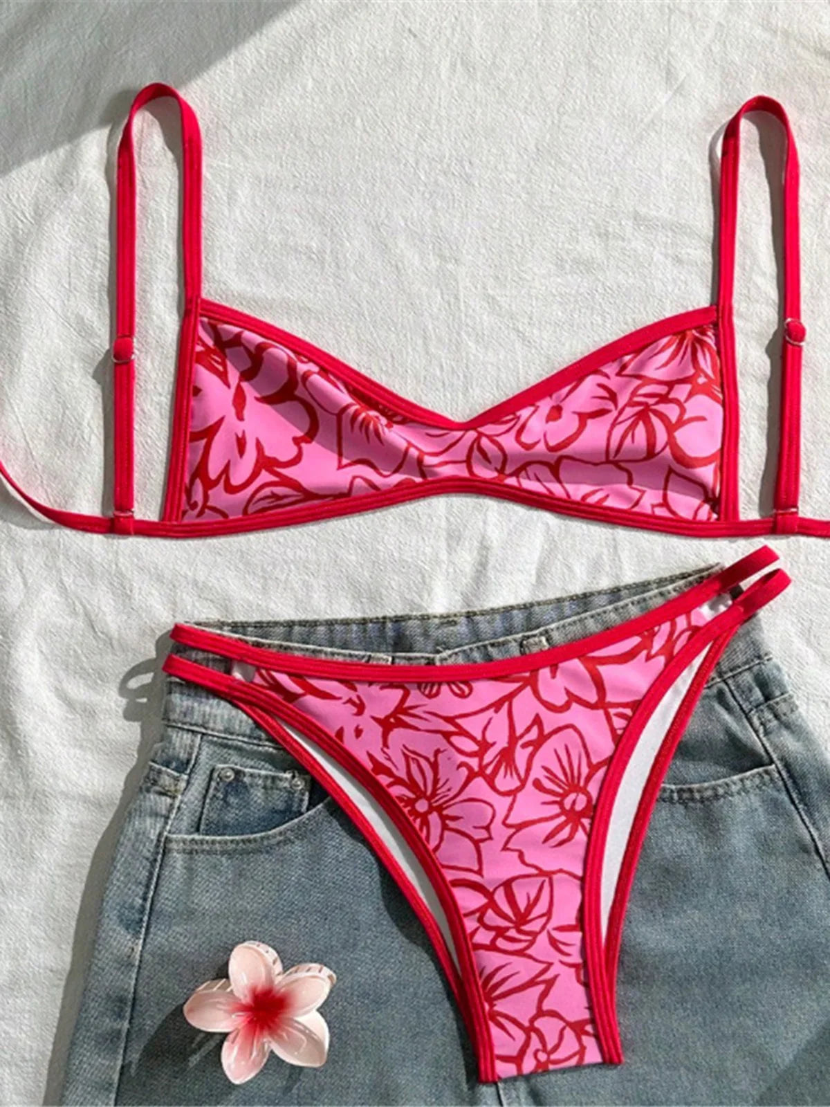 S - XL Printed Bikini Two-pieces Bikini Set