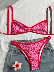 S - XL Printed Bikini Two-pieces Bikini Set