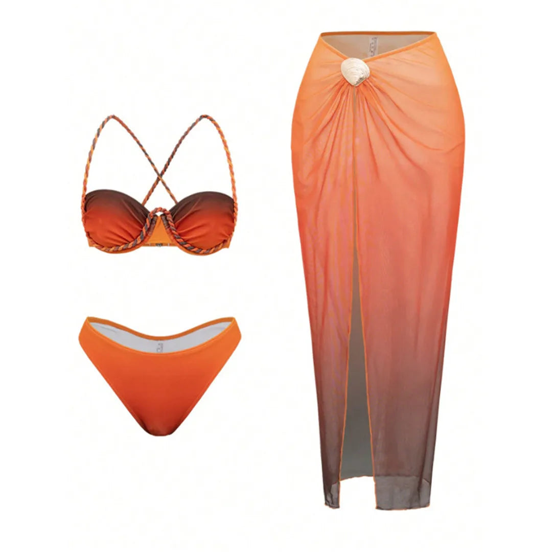 S - XL 3PCS With Underwired Bikini Three-pieces Bikini Set