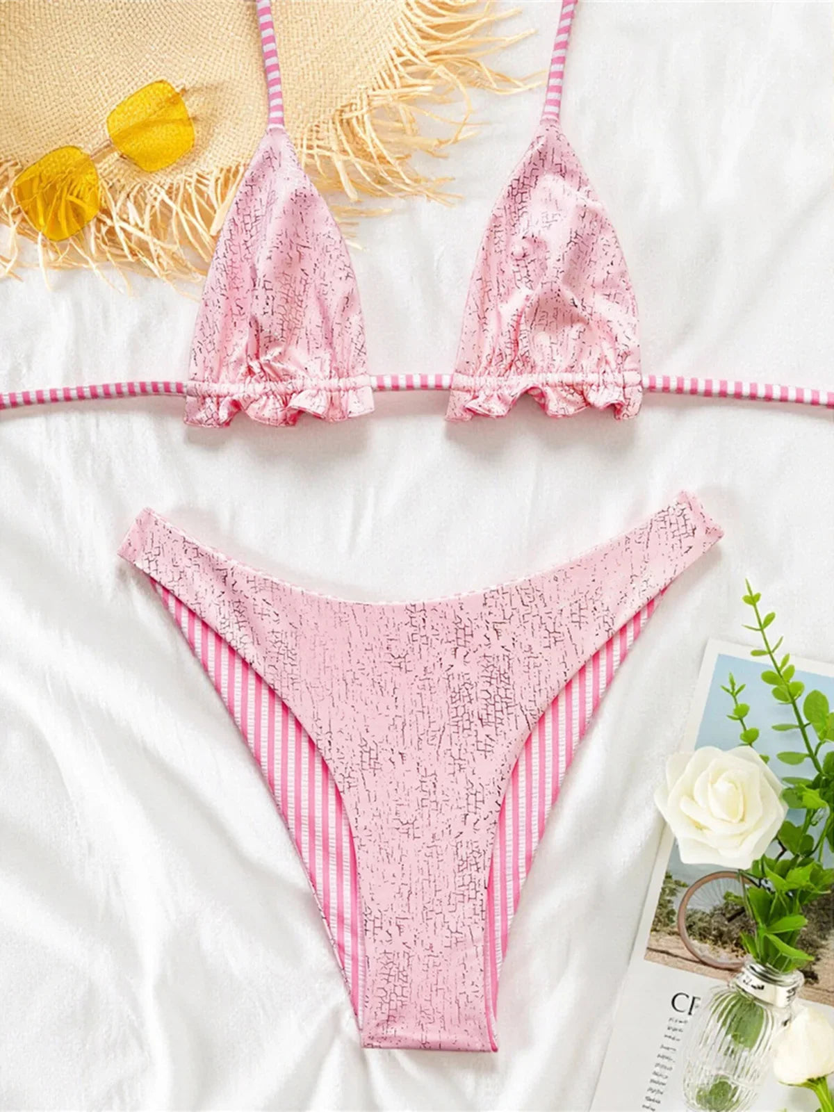 S - XL Two Sides Reversible Halter Bikini Two-pieces Bikini Set